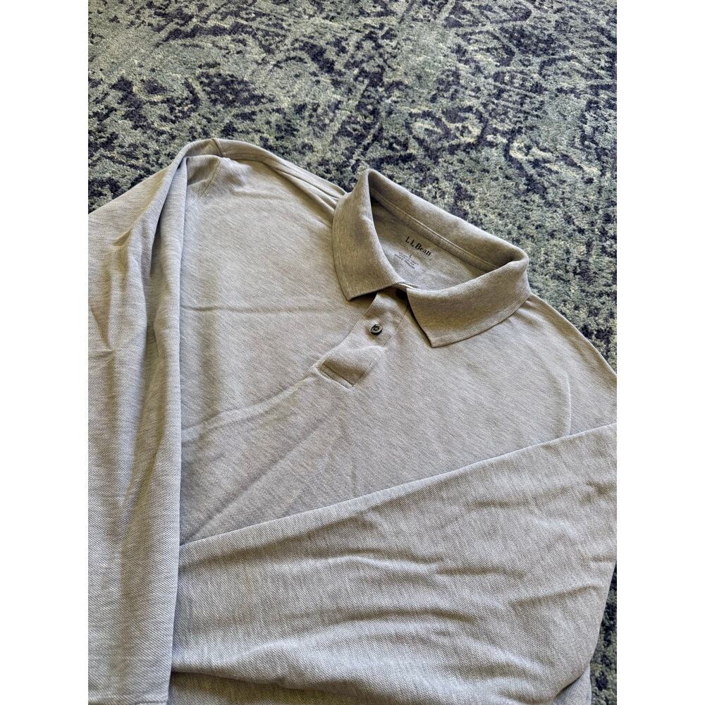 L.L. Bean | FLAWED Gray Men’s Long Sleeve Pique Polo Preppy Casual- Sz L